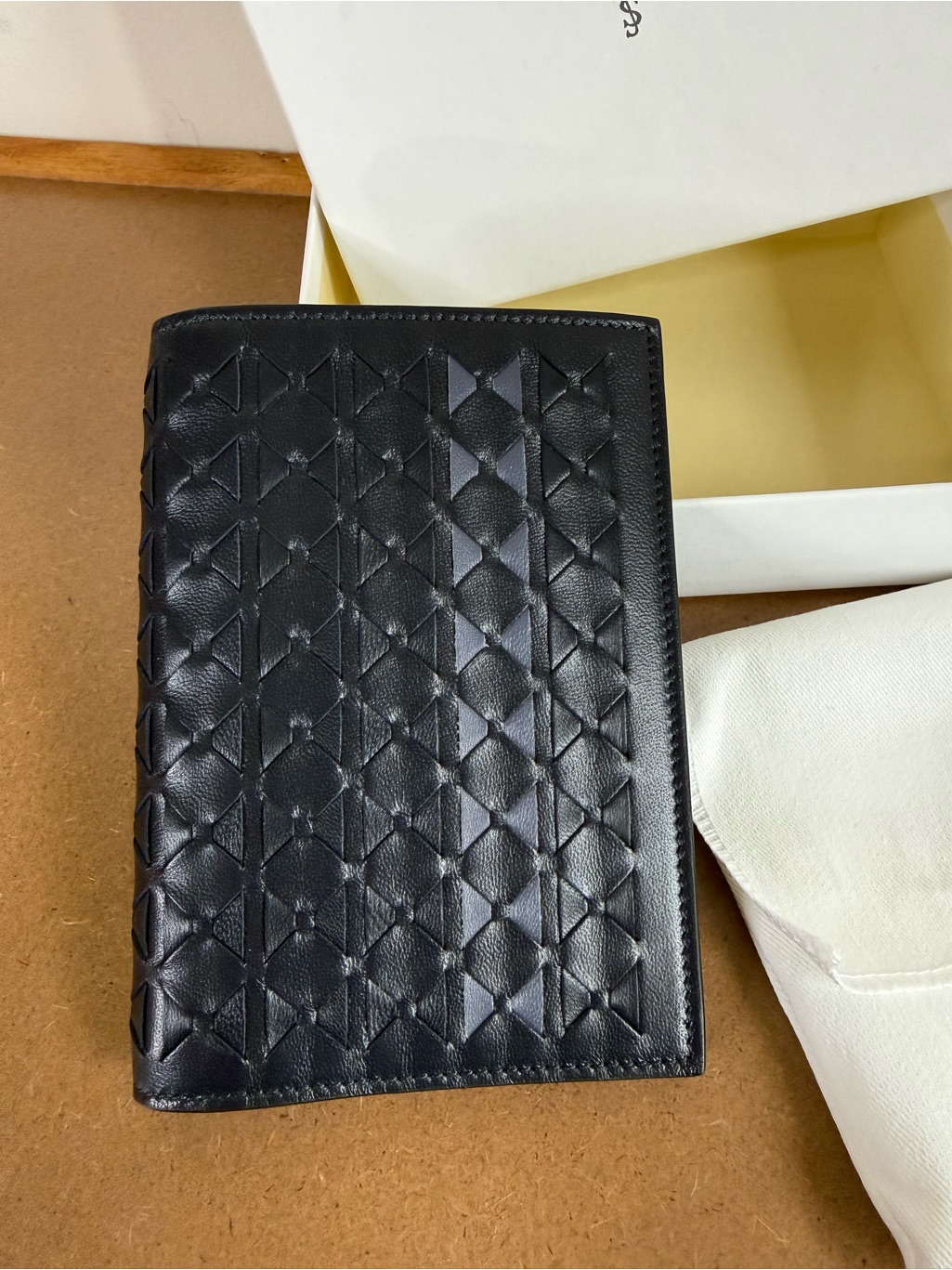 Serapian Milano For Van Cleef & Arpels New Navy Woven Leather Passport Case — image 2 of 5